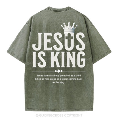 Jesus Is King Christian Washed T-Shirt