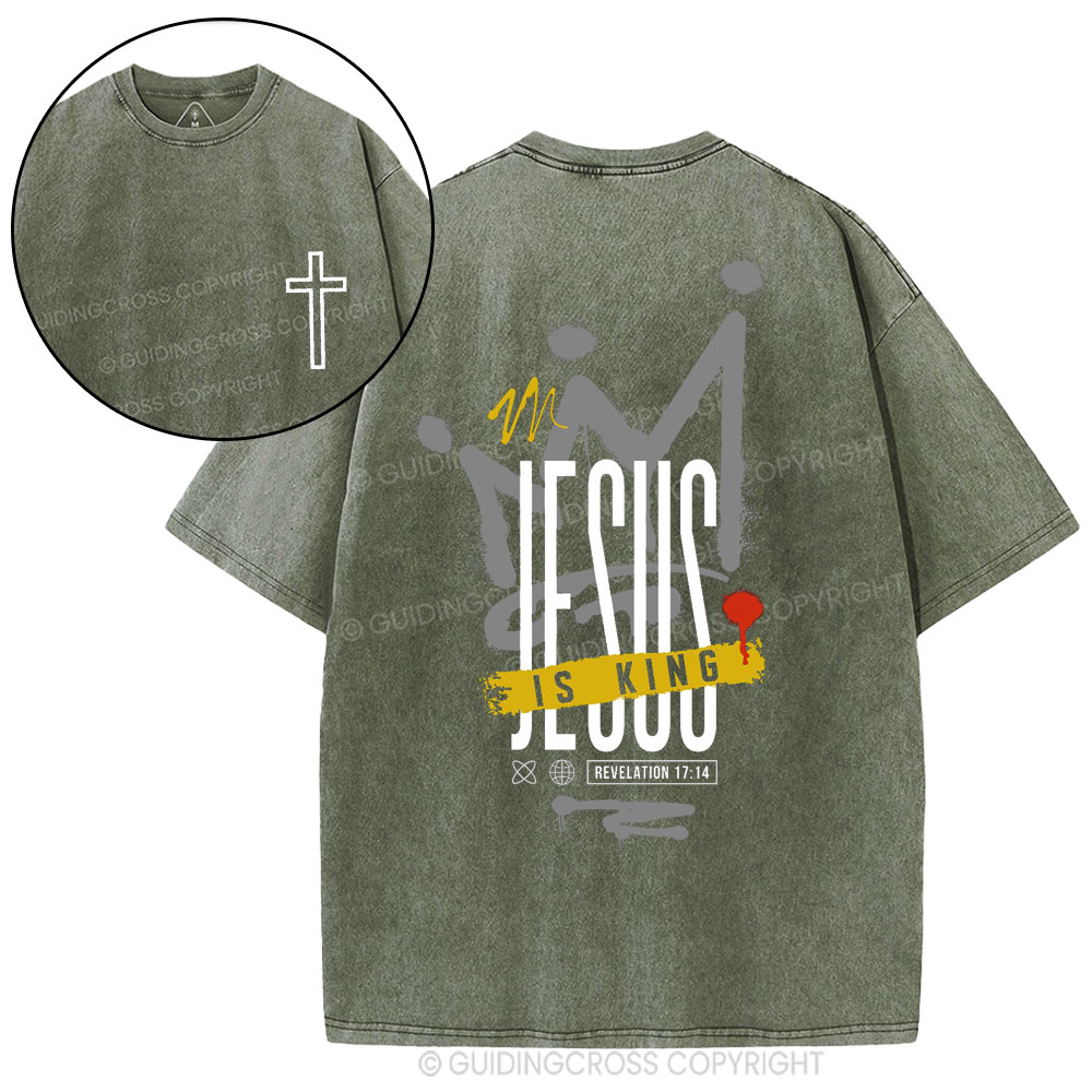 Jesus Is King Christian Washed T-Shirt