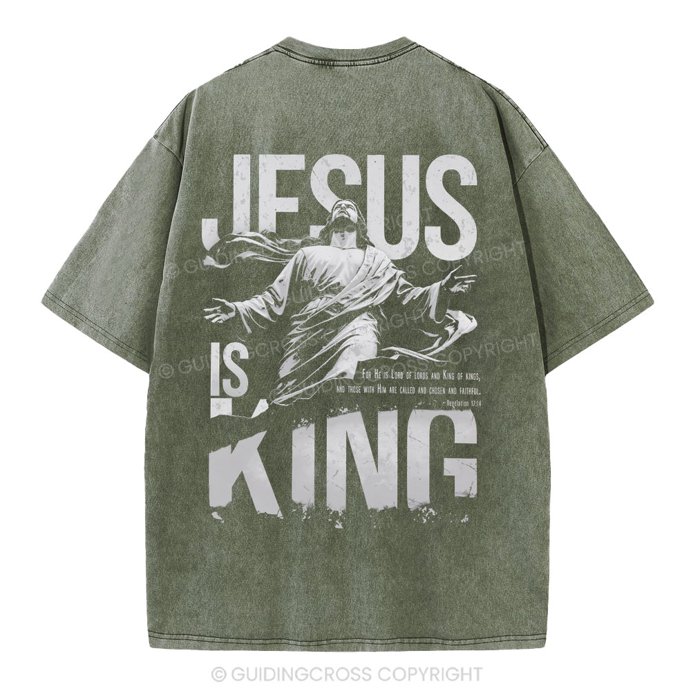Jesus Is King Christian Washed T-Shirt