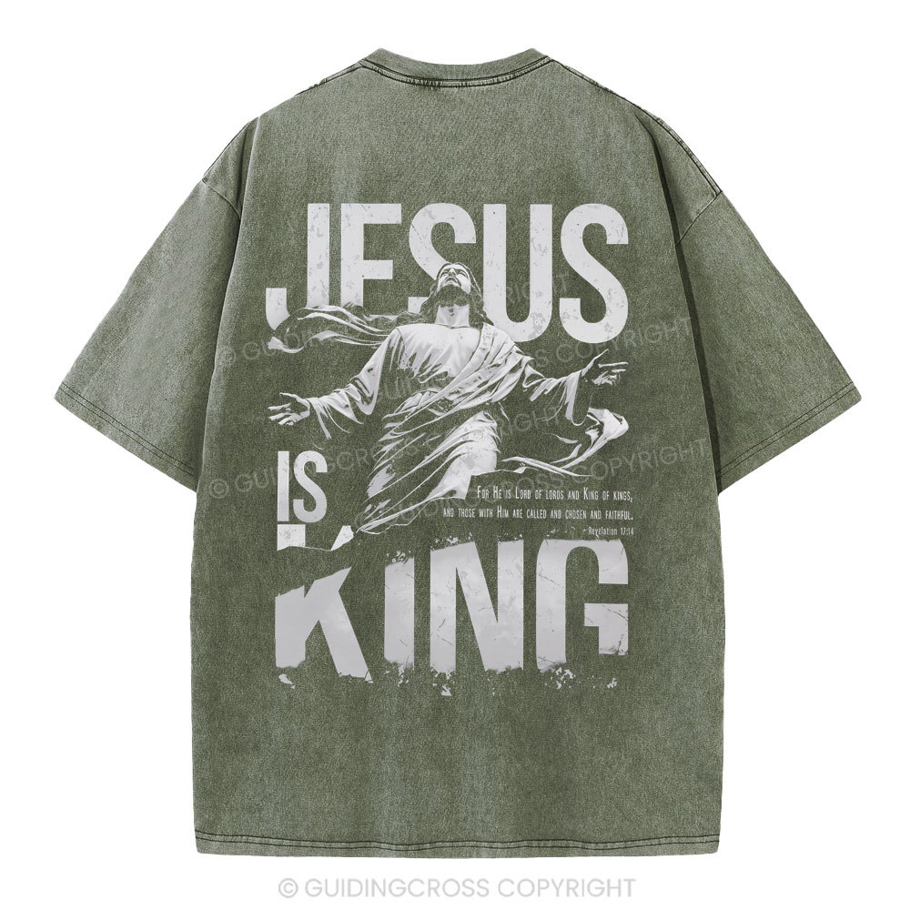 Jesus Is King Christian Washed T-Shirt