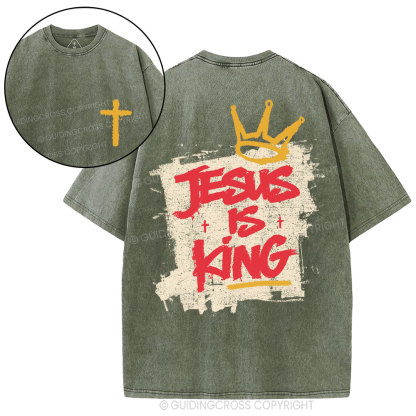 Jesus Is King Christian Washed T-Shirt