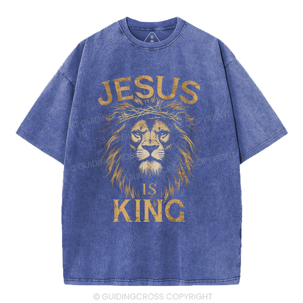 Jesus Is King Christian Washed T-Shirt