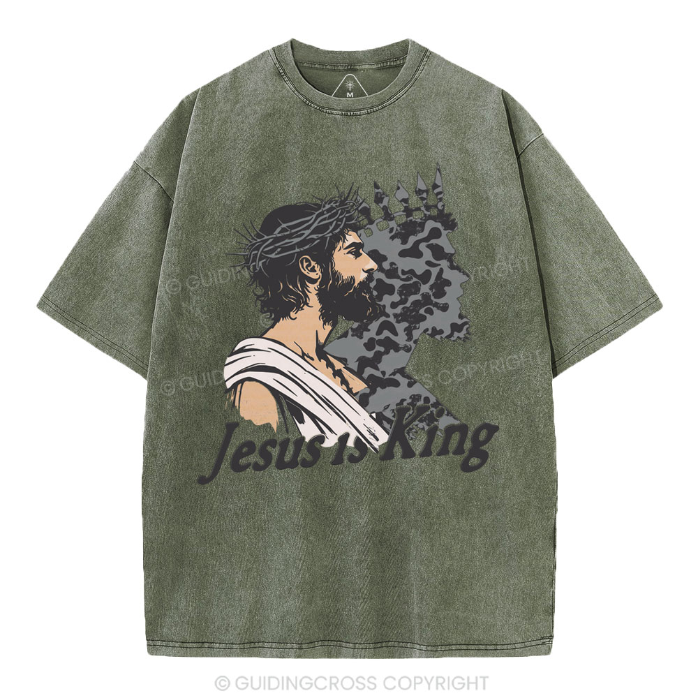 Jesus Is King Christian Washed T-Shirt