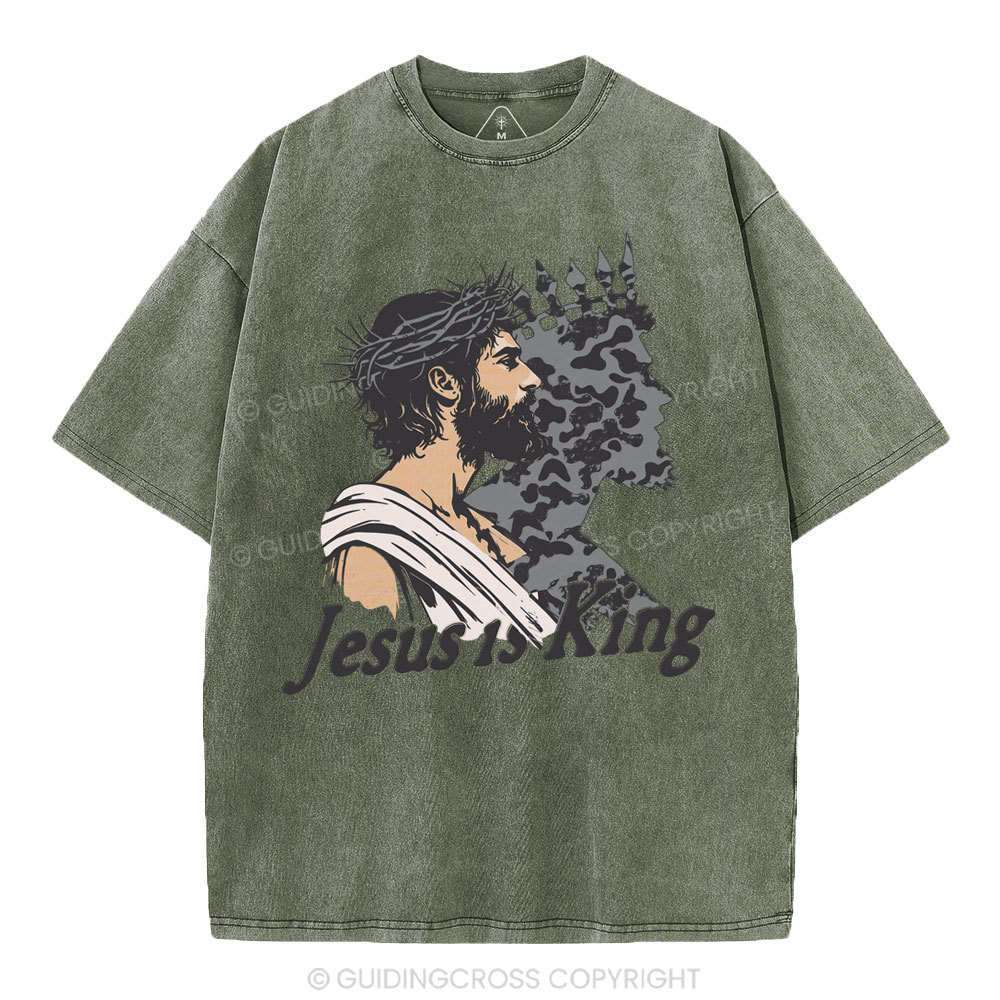 Jesus Is King Christian Washed T-Shirt