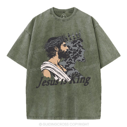 Jesus Is King Christian Washed T-Shirt