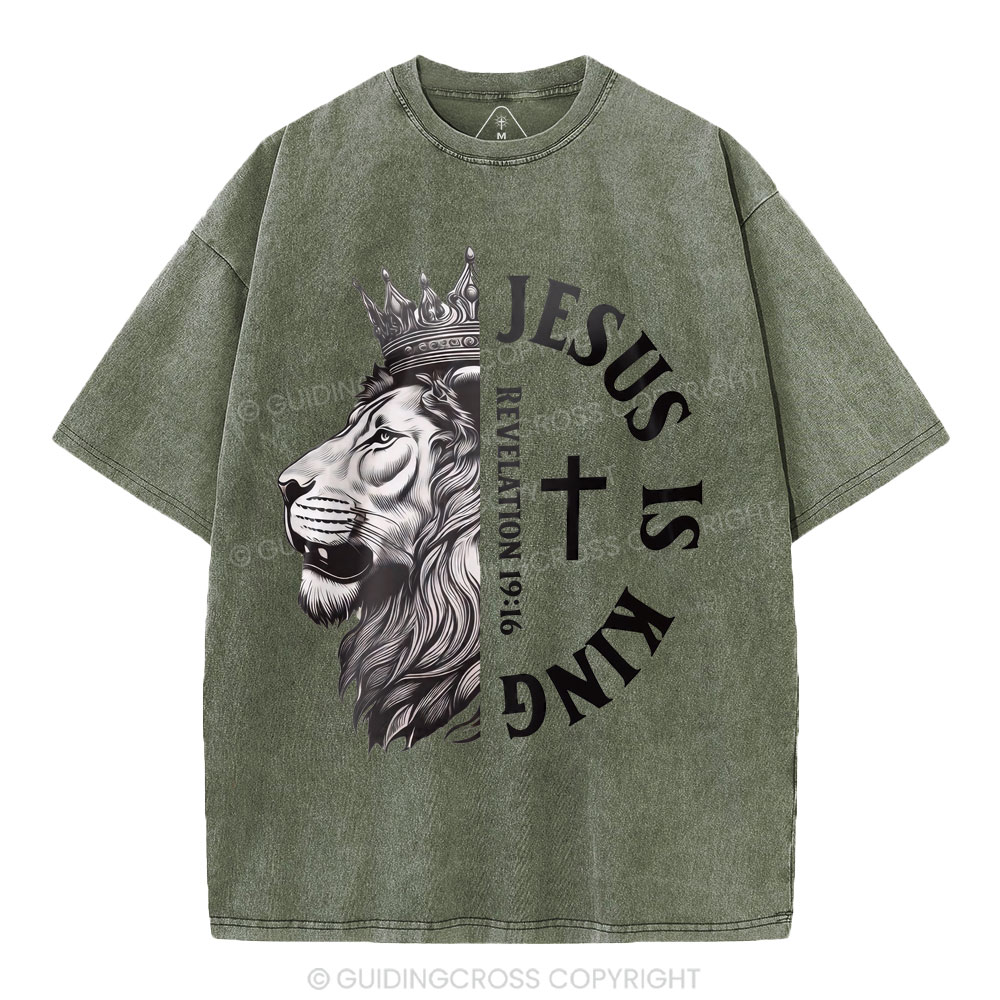 Jesus Is King Christian Washed T-Shirt