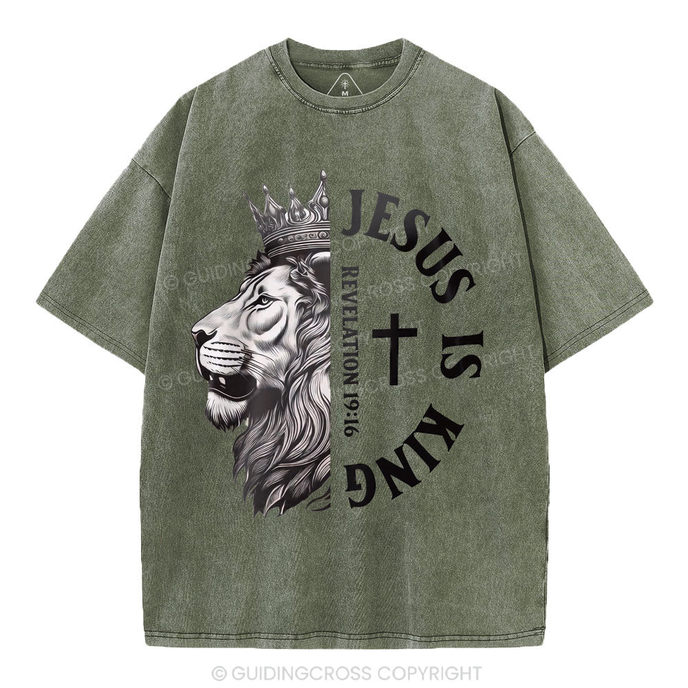 Jesus Is King Christian Washed T-Shirt