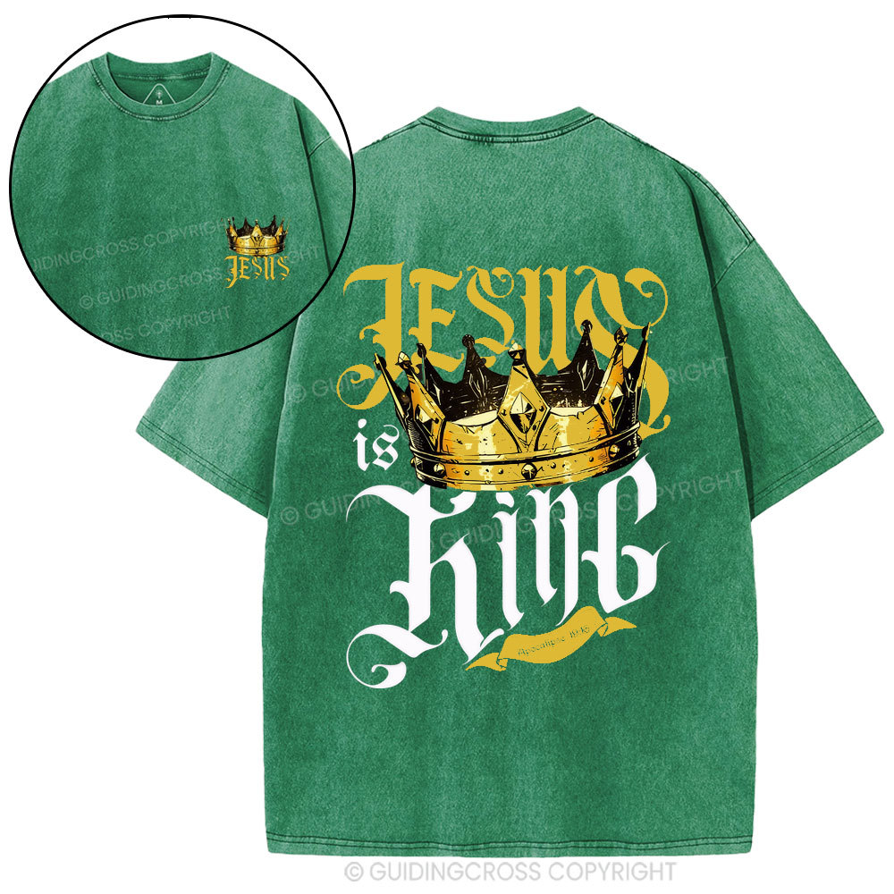 Jesus Is King Christian Washed T-Shirt