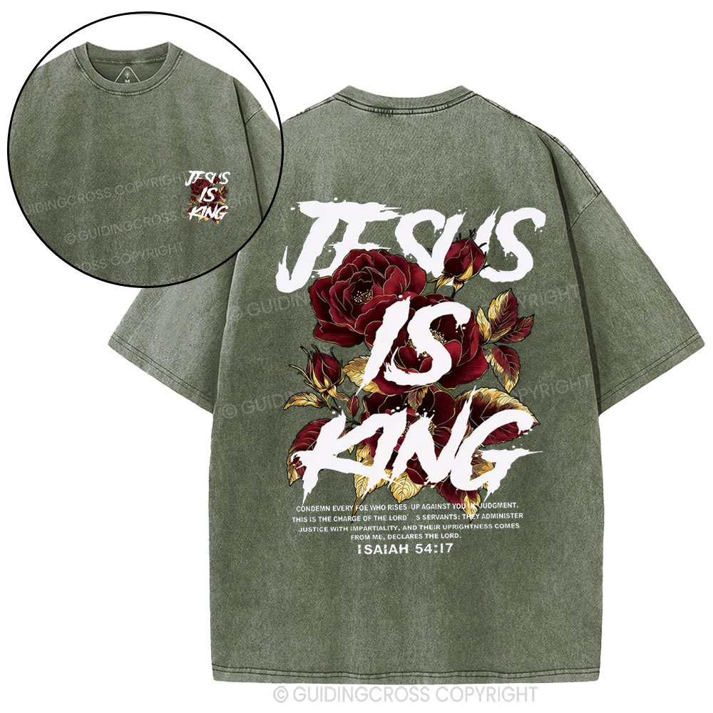 Jesus Is King Christian Washed T-Shirt
