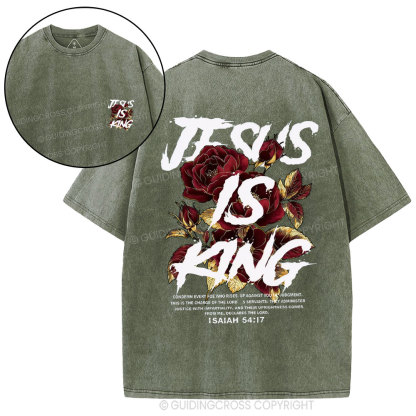 Jesus Is King Christian Washed T-Shirt