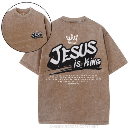 Jesus Is King Christian Washed T-Shirt