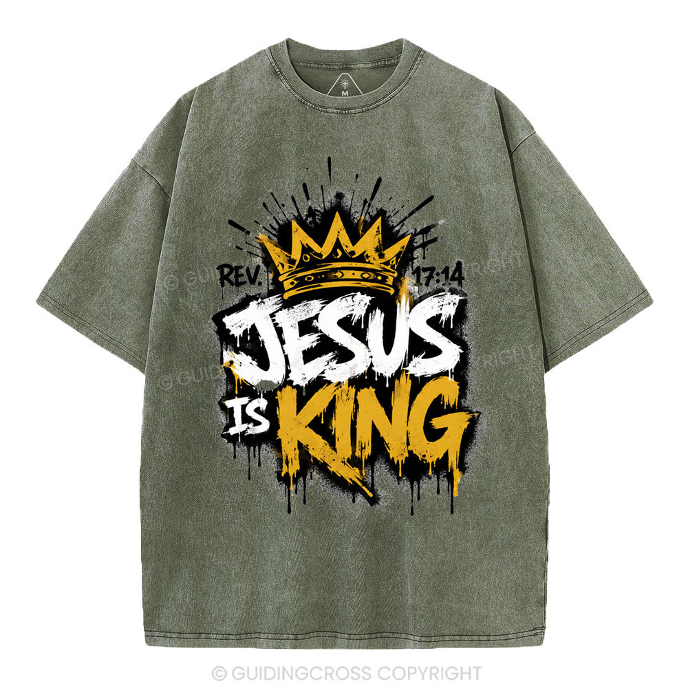 Jesus Is King Christian Washed T-Shirt