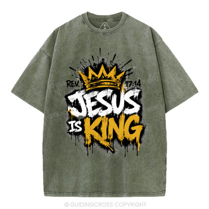 Jesus Is King Christian Washed T-Shirt