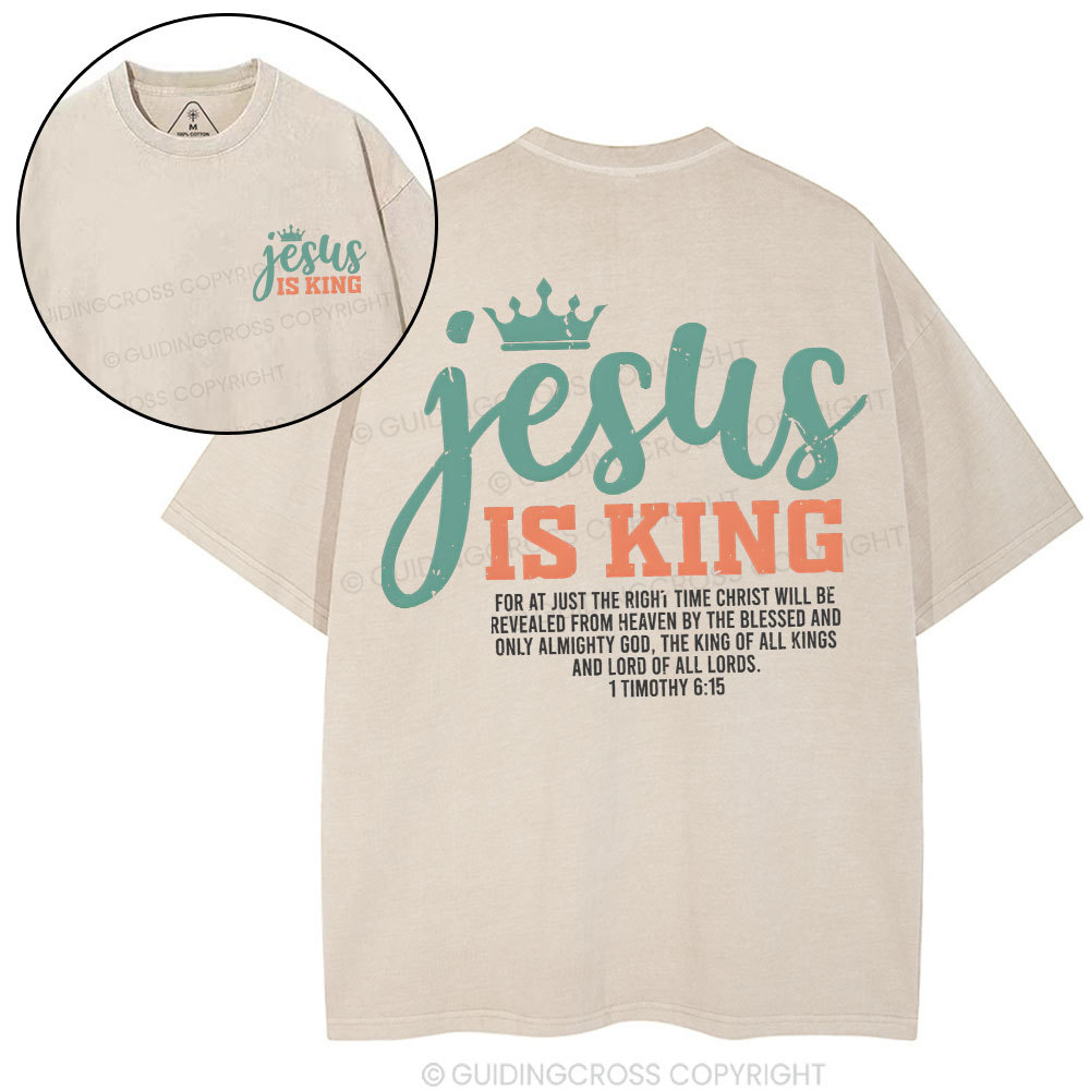 Jesus Is King Christian Washed T-Shirt