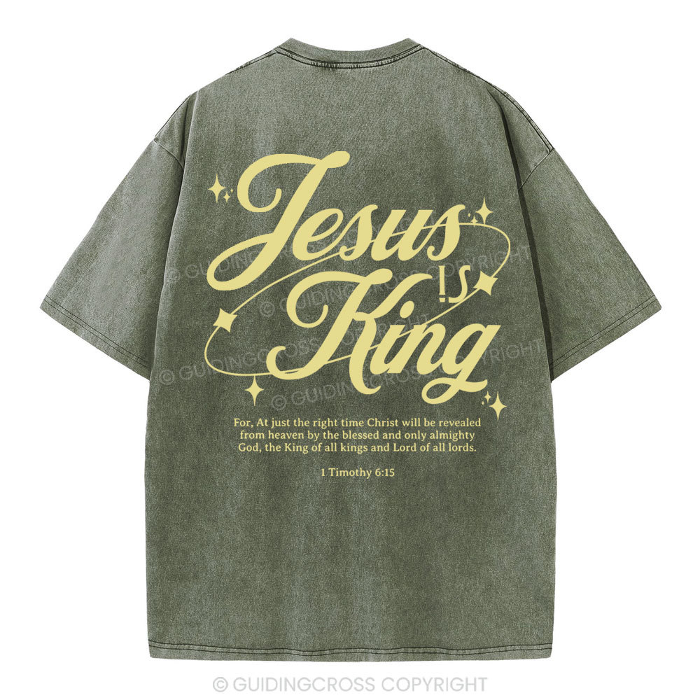 Jesus Is King Christian Washed T-Shirt