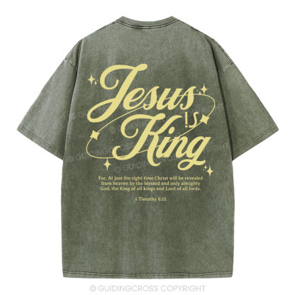 Jesus Is King Christian Washed T-Shirt