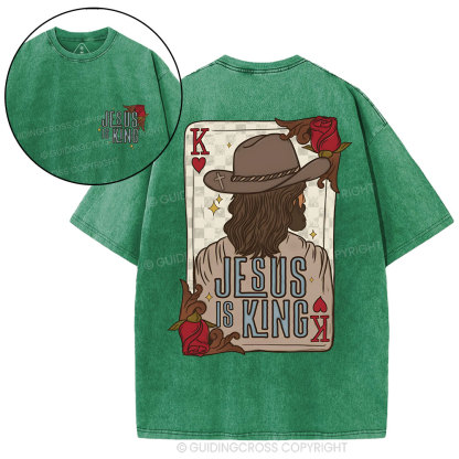 Jesus Is King Christian Washed T-Shirt