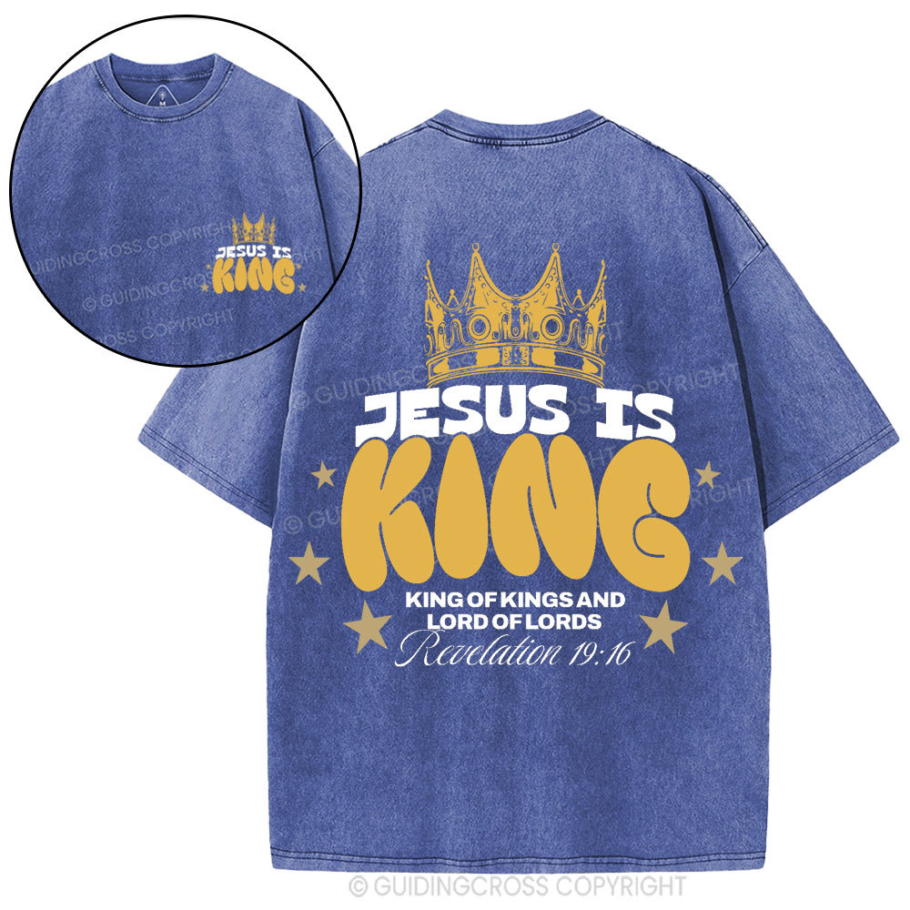 Jesus Is King Christian Washed T-Shirt