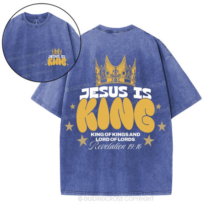 Jesus Is King Christian Washed T-Shirt