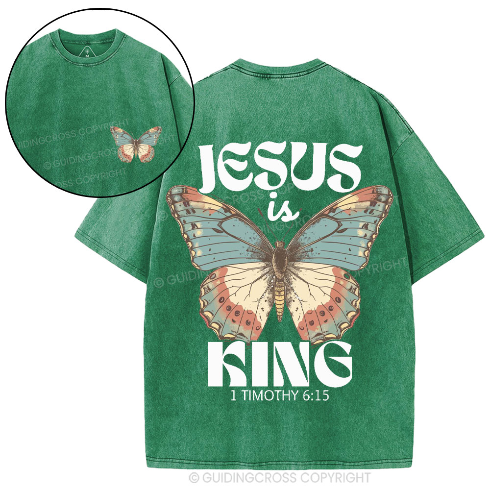 Jesus Is King Christian Washed T-Shirt