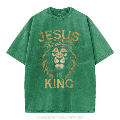 Jesus Is King Christian Washed T-Shirt