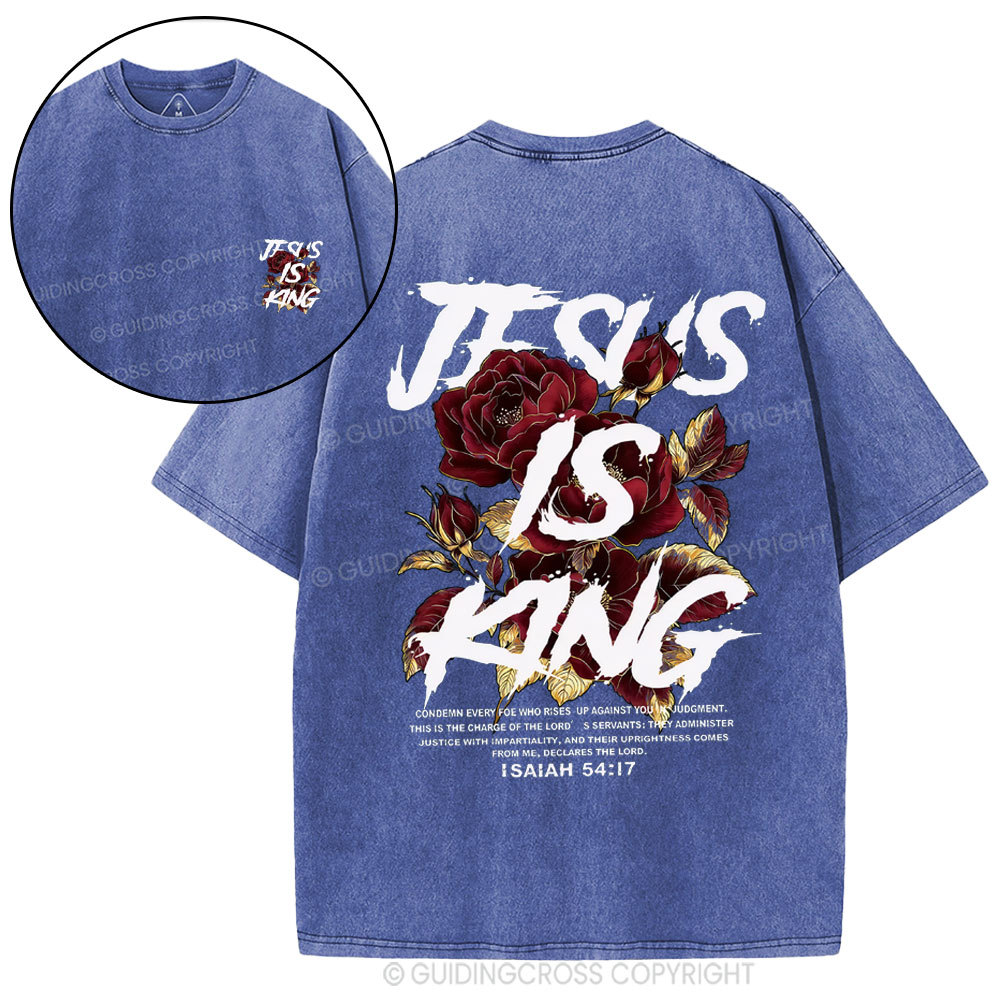 Jesus Is King Christian Washed T-Shirt
