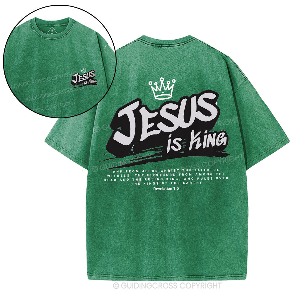 Jesus Is King Christian Washed T-Shirt