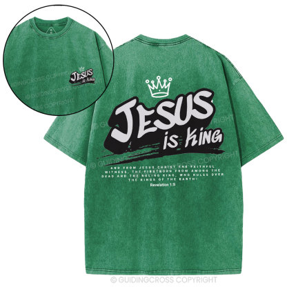 Jesus Is King Christian Washed T-Shirt