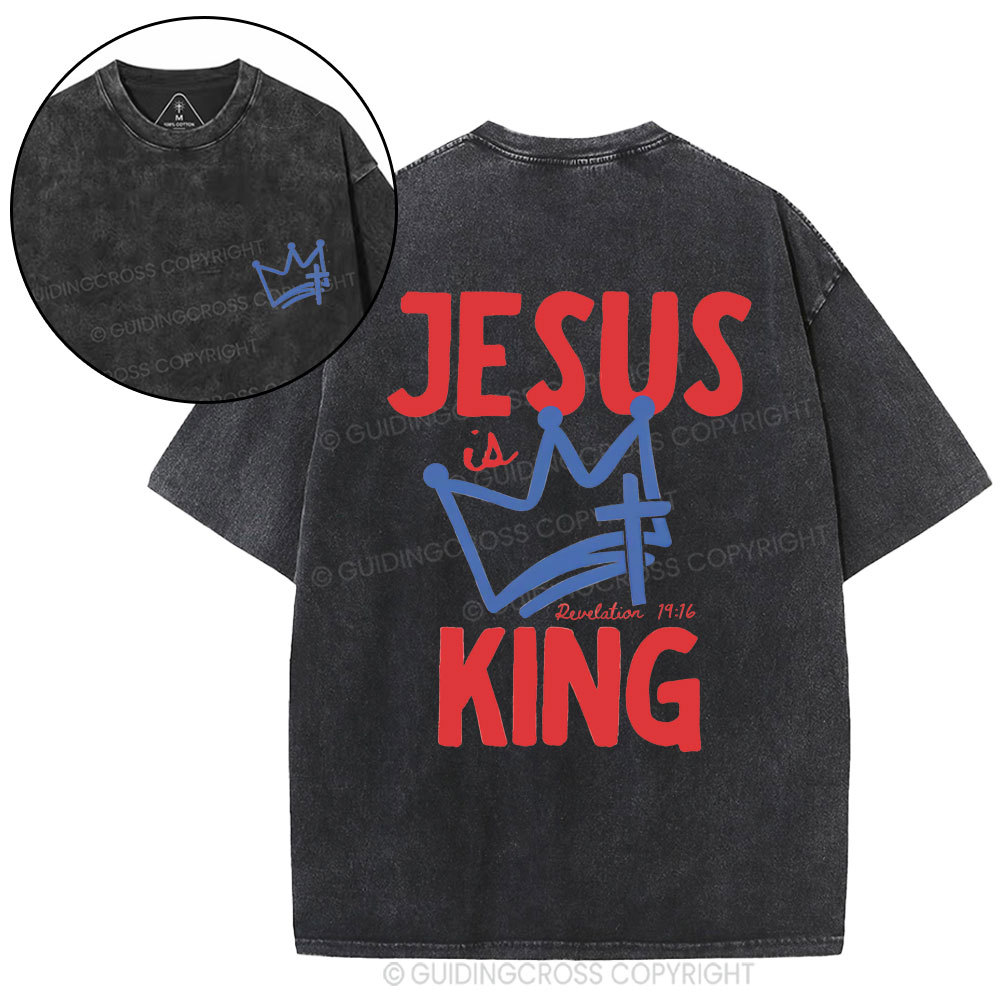 Jesus Is King Christian Washed T-Shirt