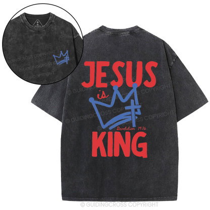 Jesus Is King Christian Washed T-Shirt