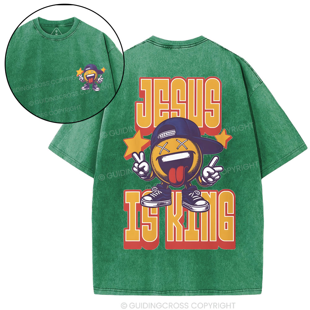 Jesus Is King Christian Washed T-Shirt