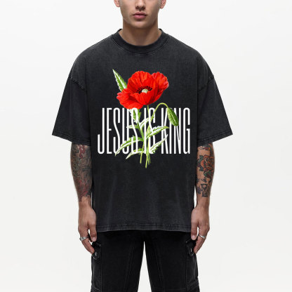 Jesus Is King Christian Washed T-Shirt
