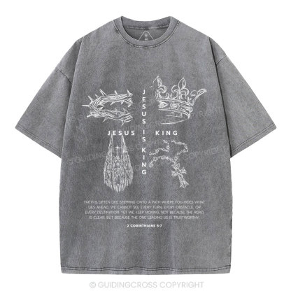 Jesus Is King Christian Washed T-Shirt