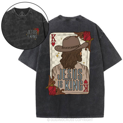Jesus Is King Christian Washed T-Shirt
