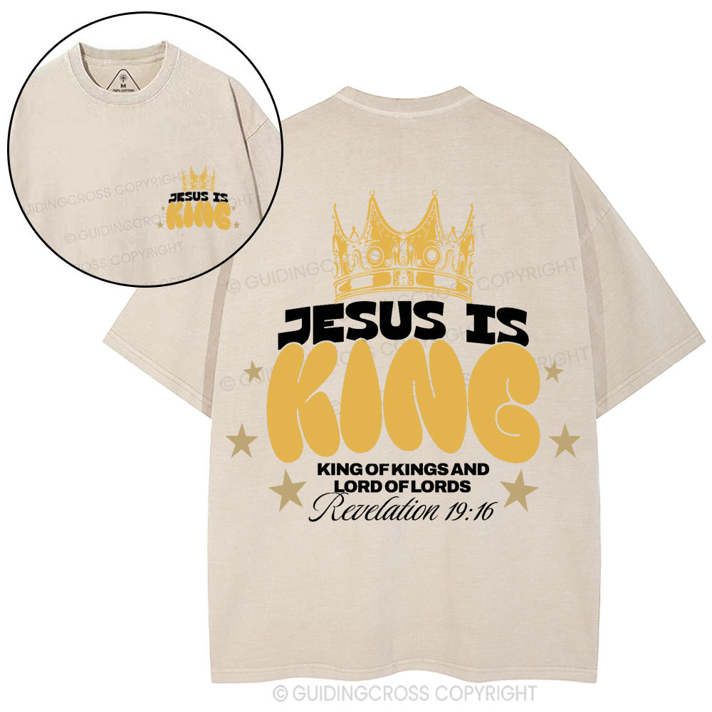 Jesus Is King Christian Washed T-Shirt