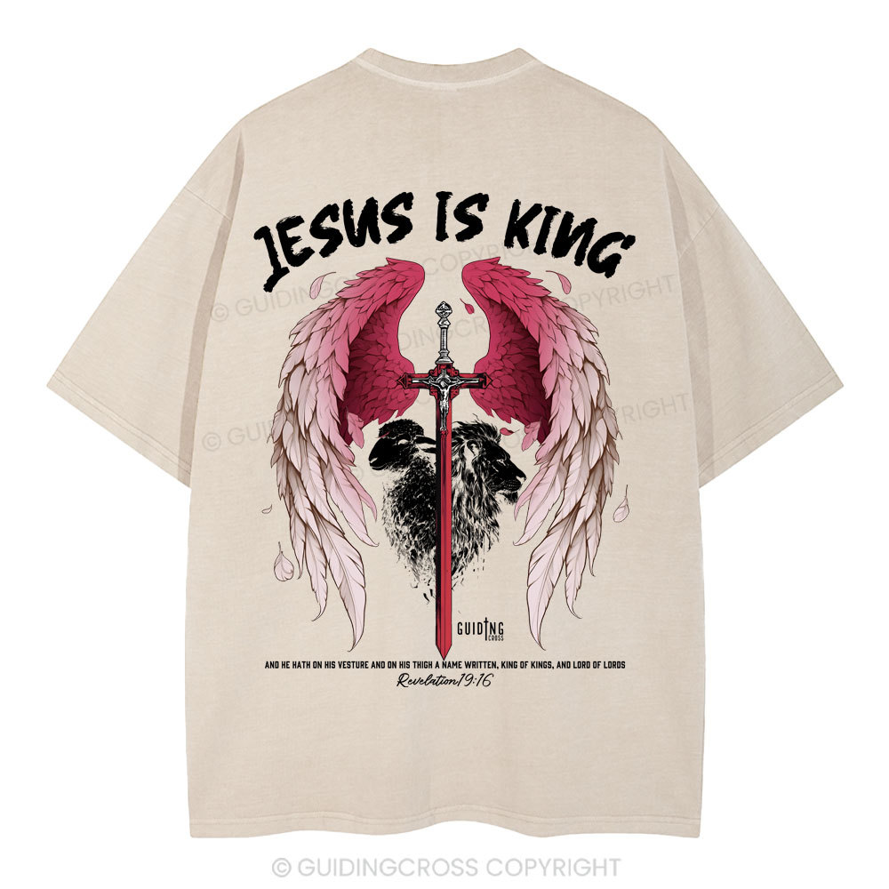Jesus Is King Christian Washed T-Shirt