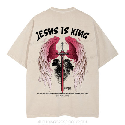 Jesus Is King Christian Washed T-Shirt