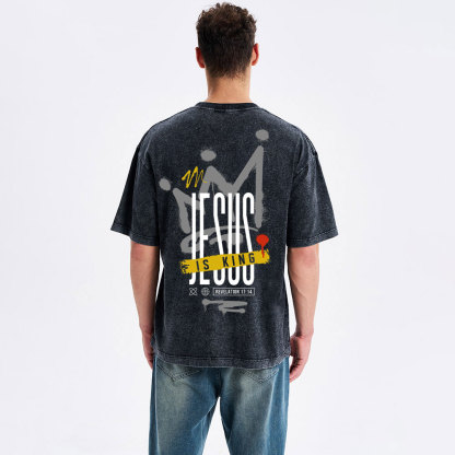 Jesus Is King Christian Washed T-Shirt
