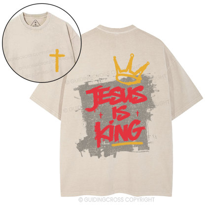 Jesus Is King Christian Washed T-Shirt