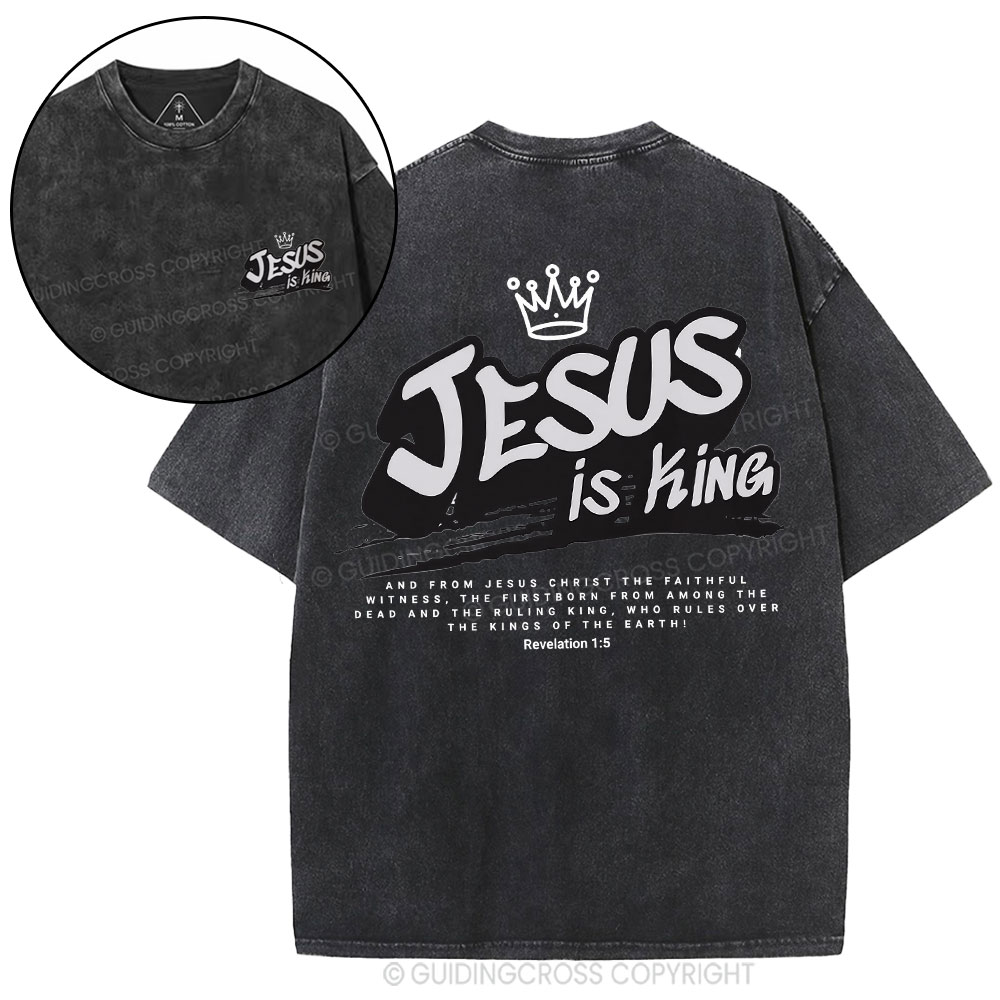 Jesus Is King Christian Washed T-Shirt