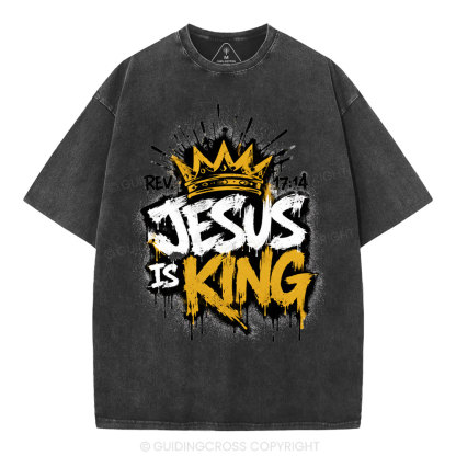 Jesus Is King Christian Washed T-Shirt