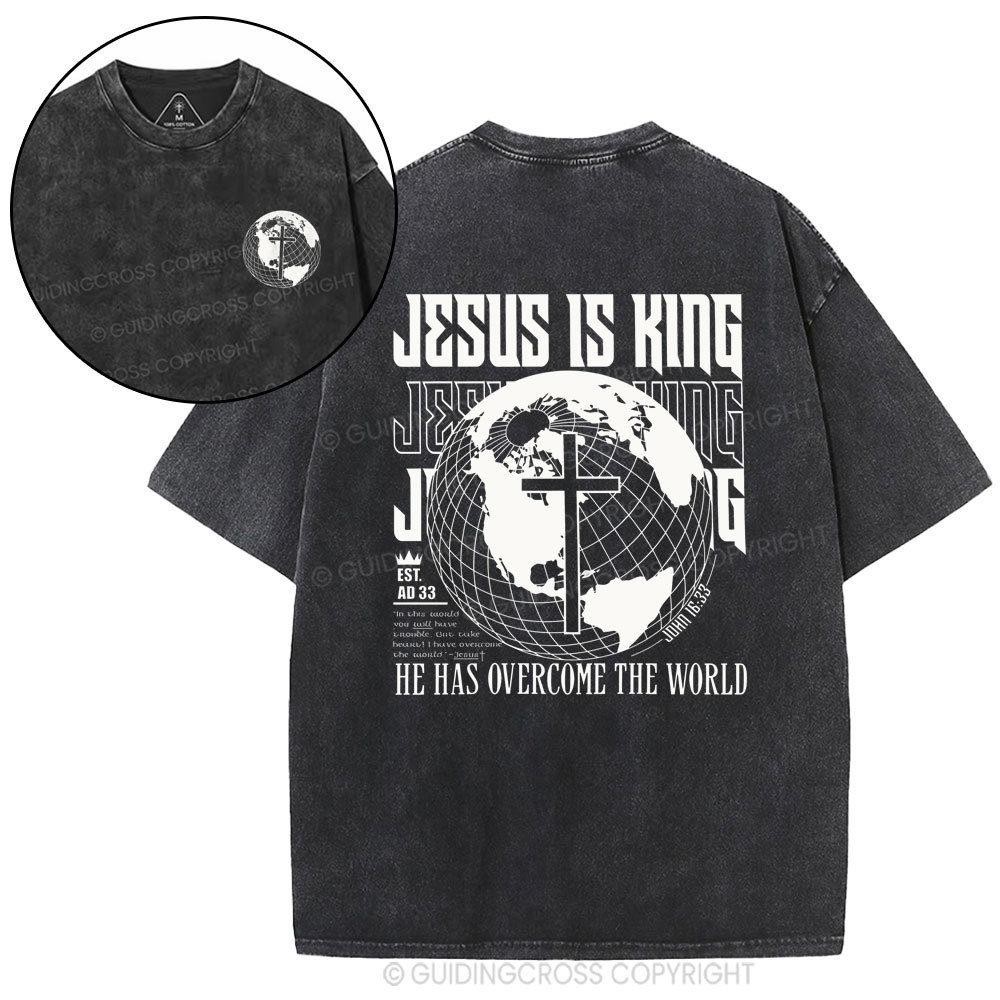 Jesus Is King Christian Washed T-Shirt