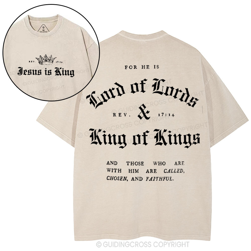 Jesus Is King Christian Washed T-Shirt