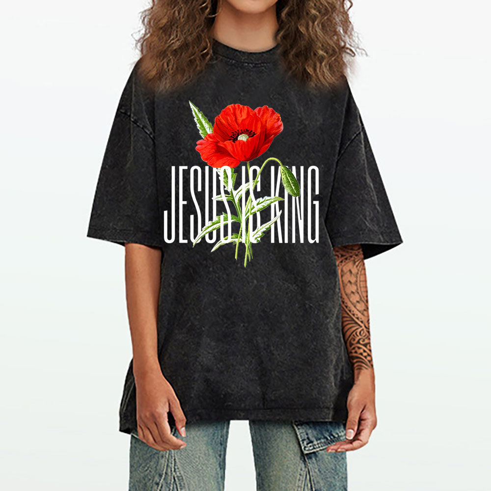 Jesus Is King Christian Washed T-Shirt
