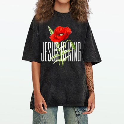 Jesus Is King Christian Washed T-Shirt