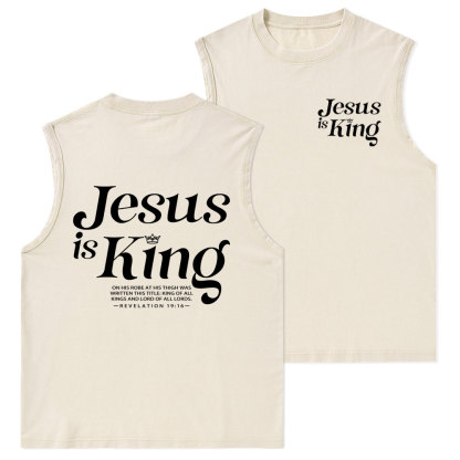 Jesus Is King Christian Washed Tank Top
