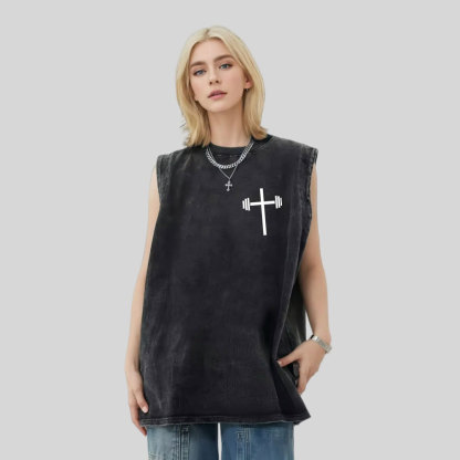 Jesus Is King Christian Washed Tank Top