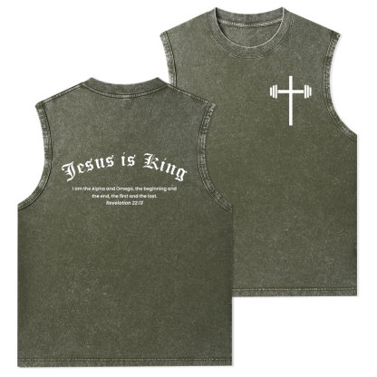 Jesus Is King Christian Washed Tank Top