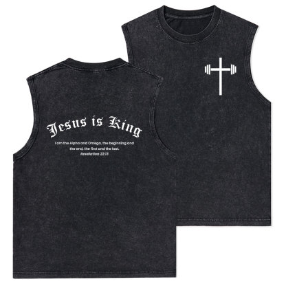 Jesus Is King Christian Washed Tank Top