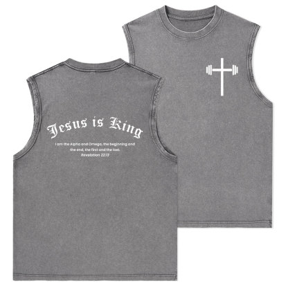 Jesus Is King Christian Washed Tank Top